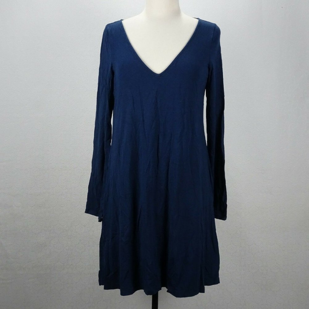 Express Size Large Navy Blue Long Sleeve V Neck Dress